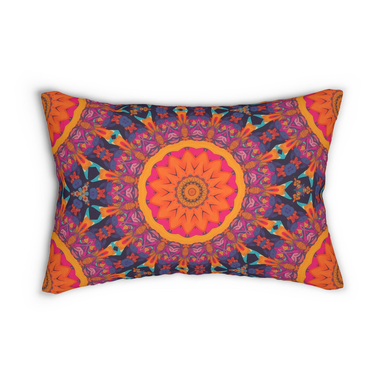 Fiery Mosaic Magic Lumbar Pillow - Spun Polyester - Double-Sided Print - Concealed Zipper - Lumbar size: 20" x 14"