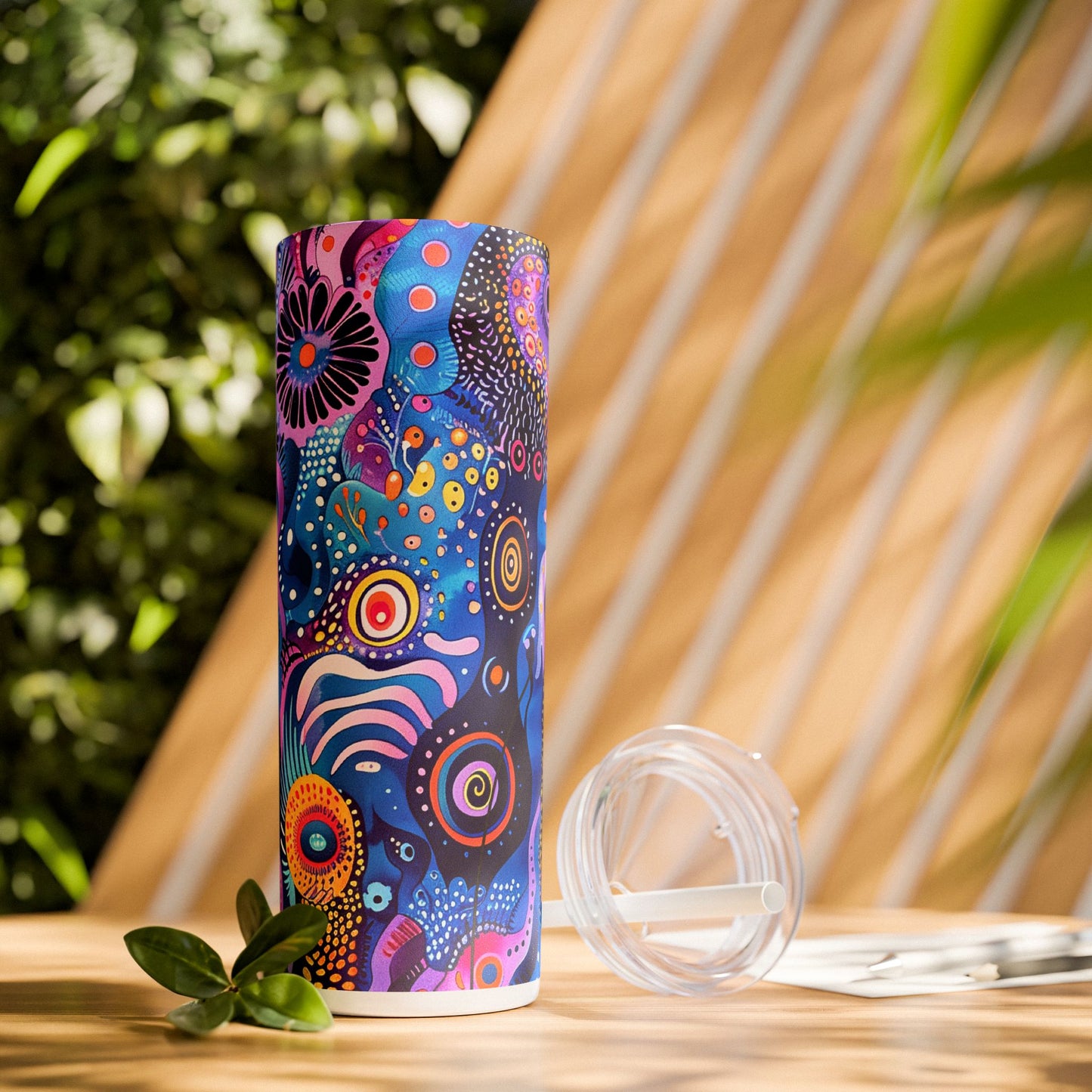 Purple Craziness Skinny Tumbler with Straw - 20 oz. Insulated Stainless Steel - Unleash Your Wild Side with Every Sip!