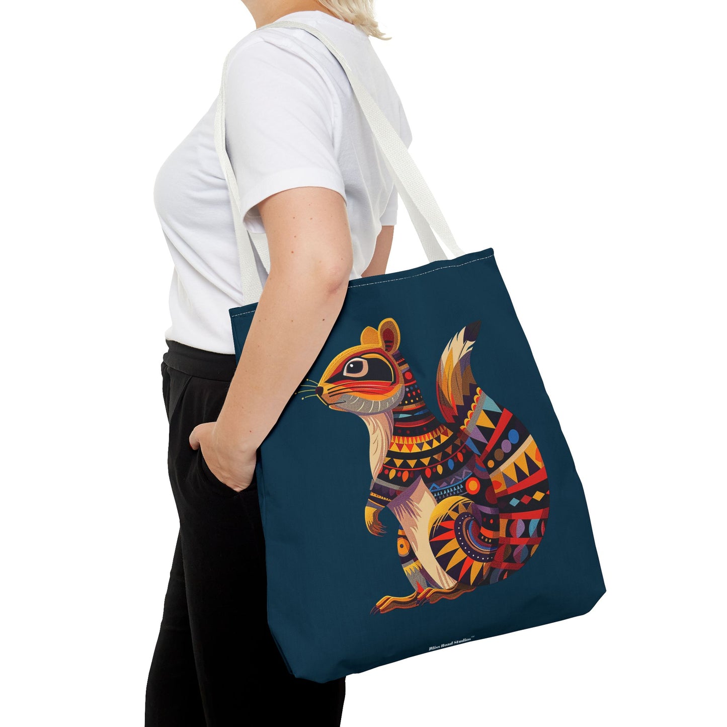 Autumn Squirrel Tote Bag - Wild Whimsy with a Tribal Twist! From our Spirit of the Wild Collection. Available in 3 sizes.