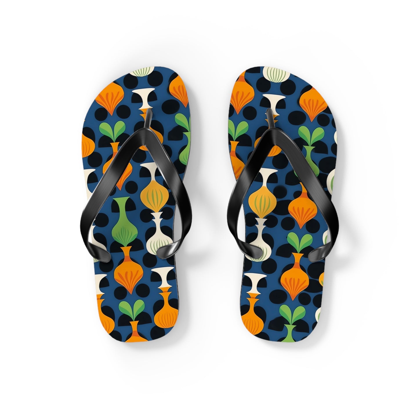 Mod Floating Vases Flip Flops. 5/8" Thick Comfortable Summer or Winter Gym/Sauna Footwear for Men and Women.