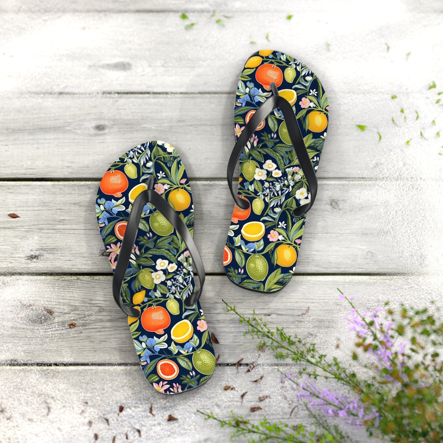 Magical Fruitiness Flip Flops. 5/8" Thick Comfortable Summer or Winter Gym/Sauna Footwear for Men and Women.