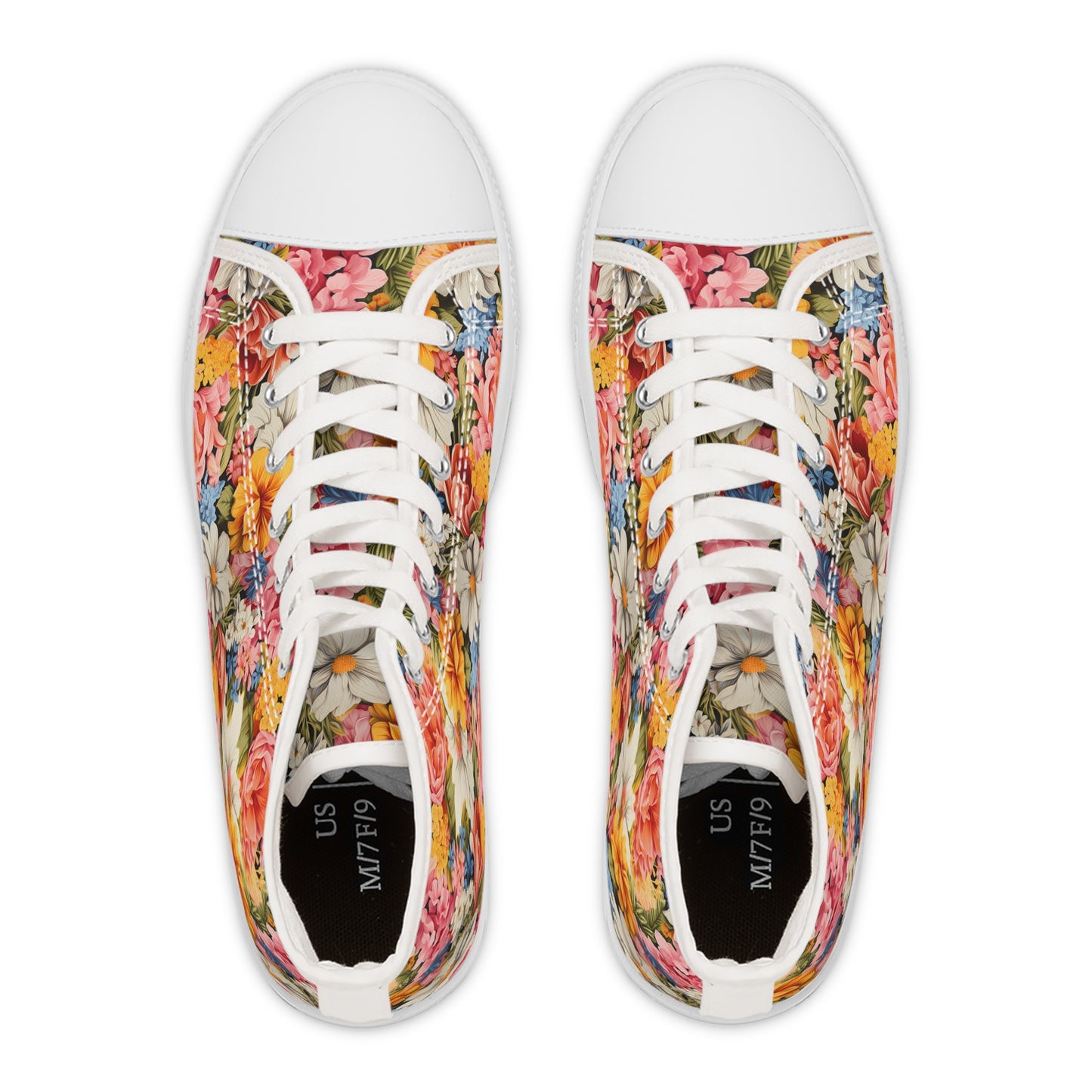 Chic Floral Ladies' High Top Sneakers - Stride in Elegance: Chic Floral High Tops Transforming Every Step into Art.