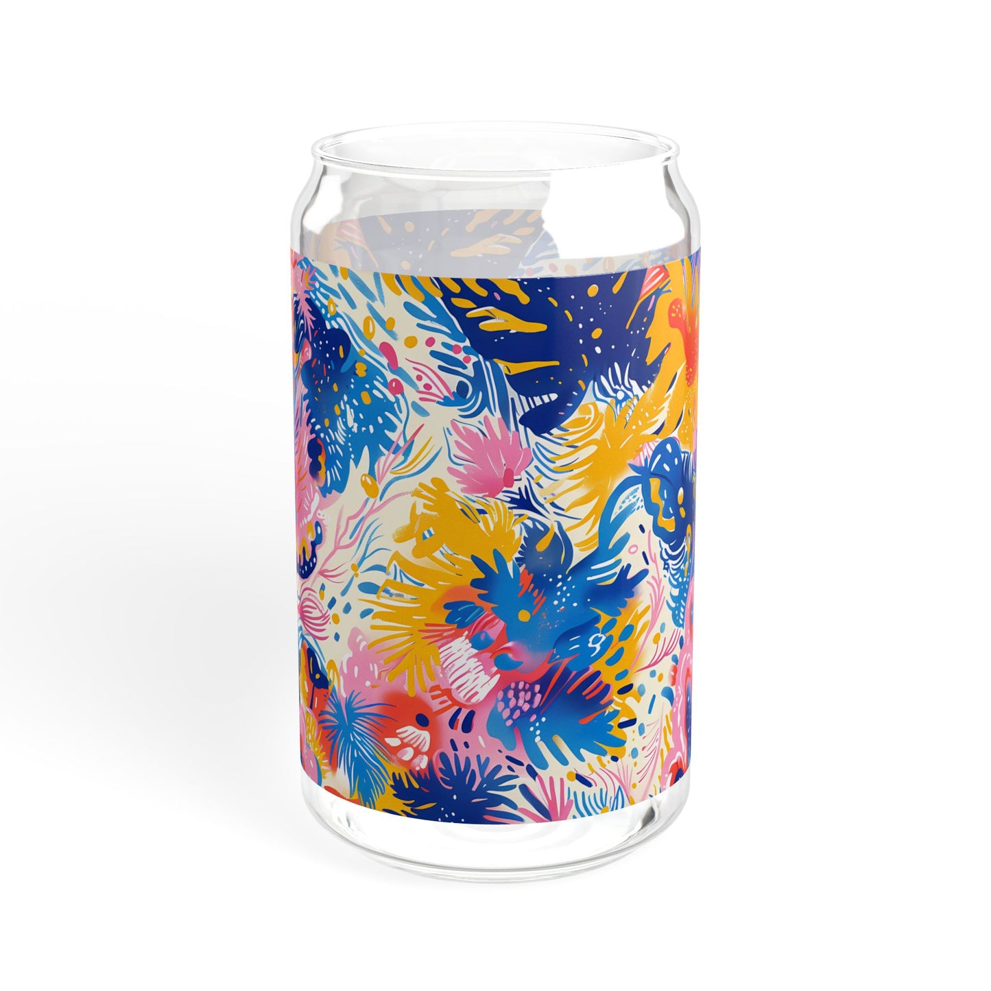 Splatter Blossom Sipper Glass Tumbler - 16 oz - Sip a Splash of Color with Splatter Blossom!