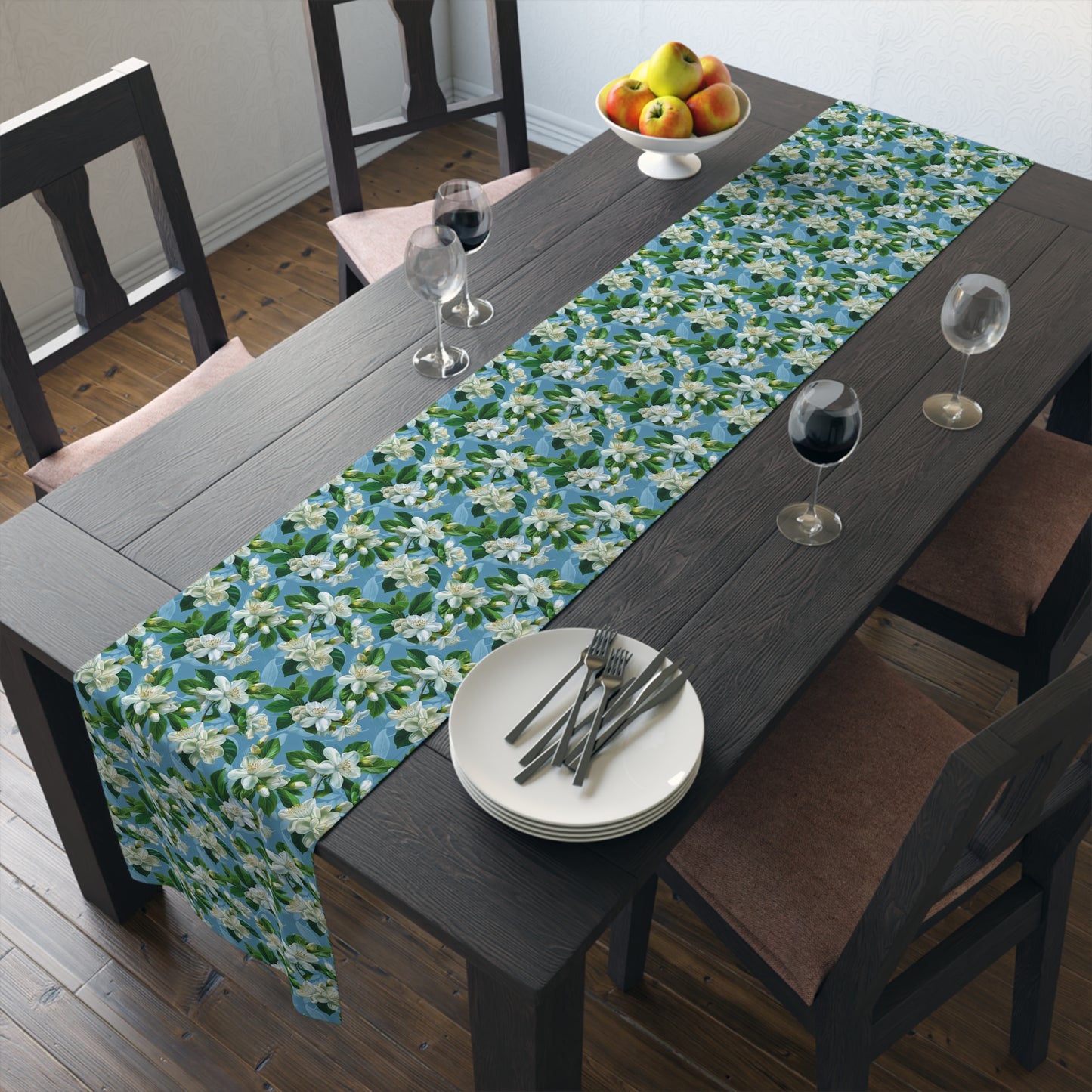 Jasmine Whisper Table Runner - Set Your Table in Tranquil Elegance! Available in 2 sizes.