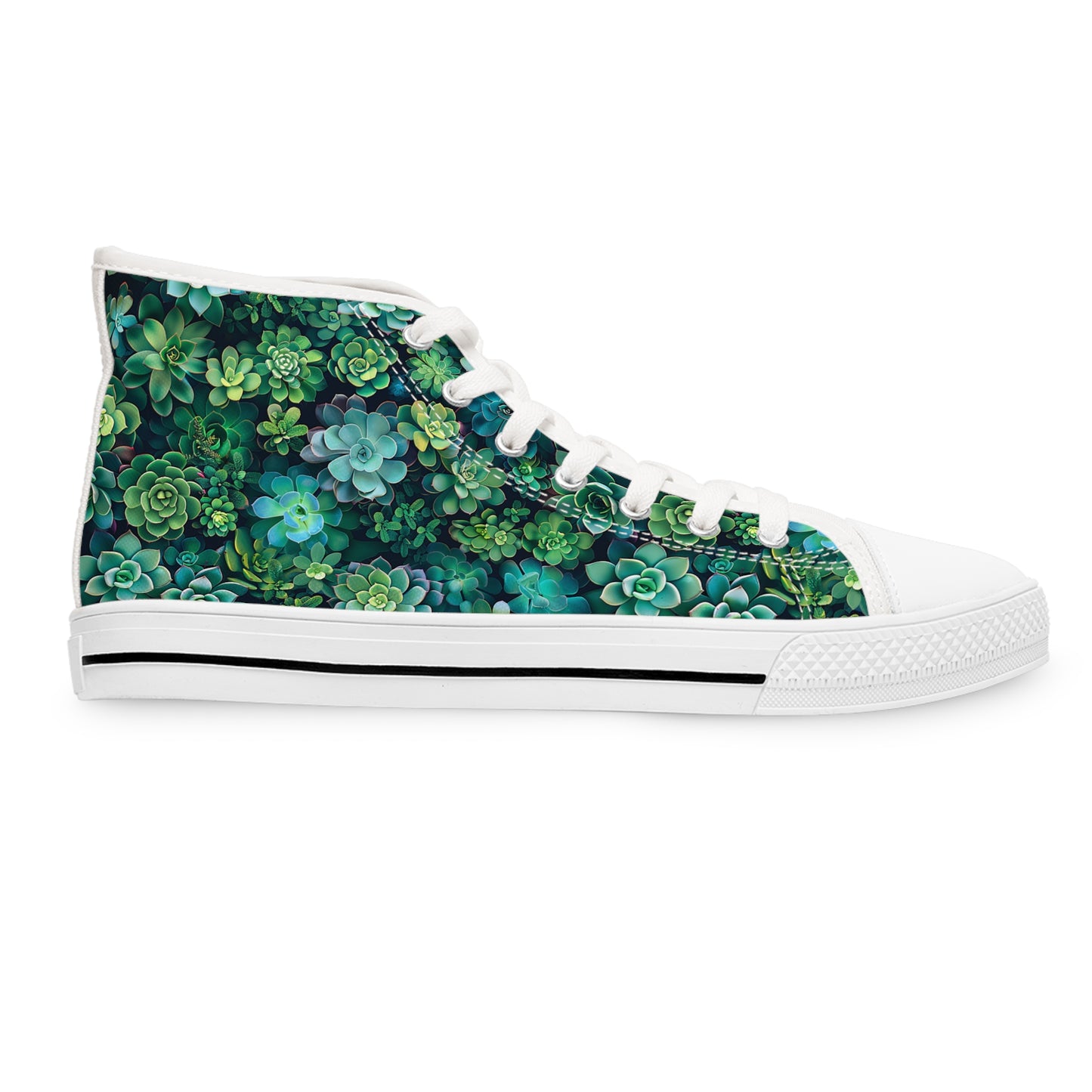 Succulent Forest Ladies' High Top Sneakers - Tread Lightly, Bloom Brightly – Nature's Palette at Your Feet!