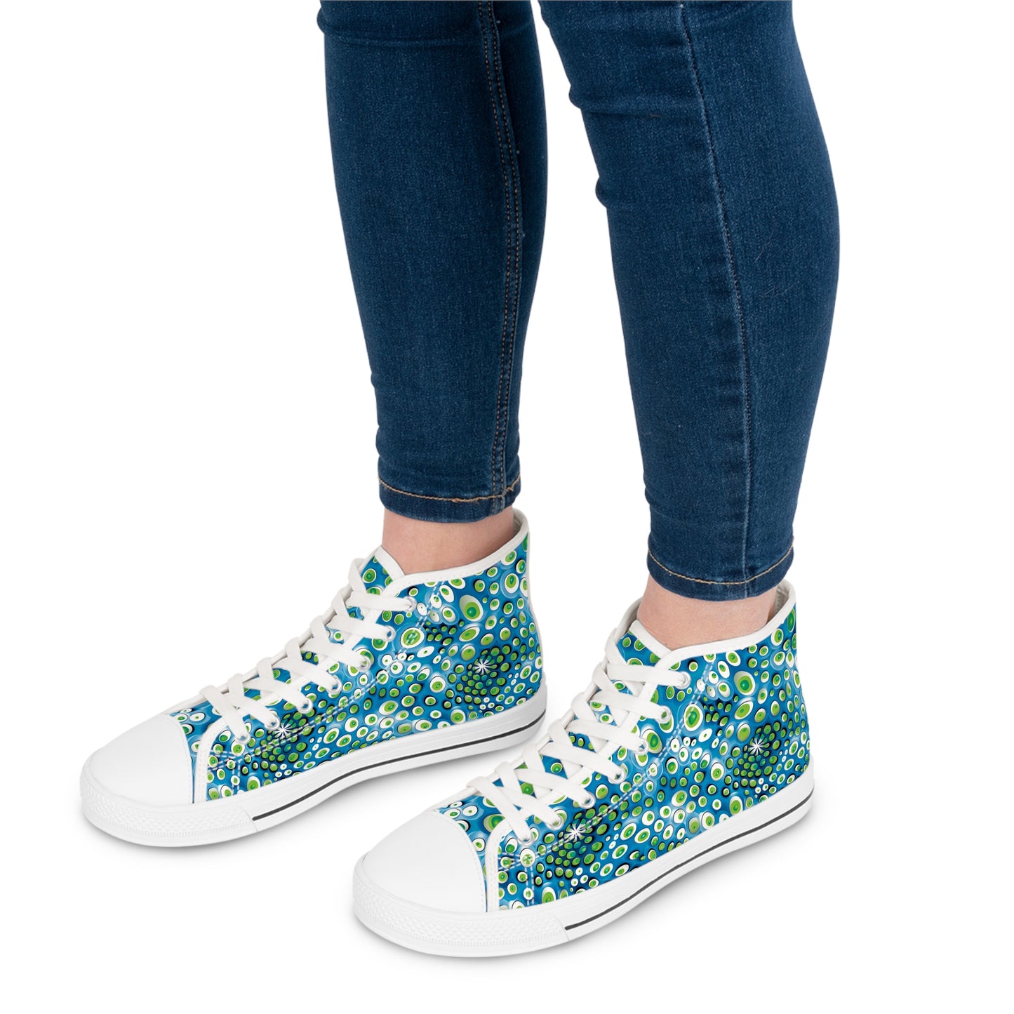 Embryonic Space Pods Ladies' High Top Sneakers - Stride into the Cosmos with Every Step!