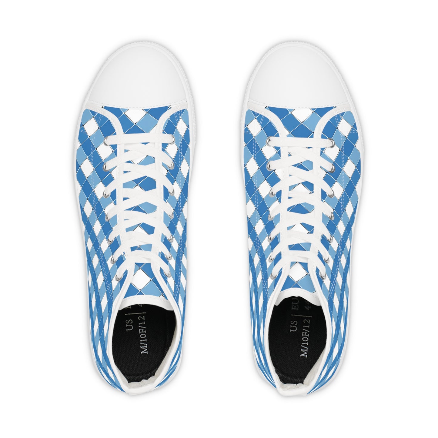 Modern Blue Ribbon Men's High Top Sneakers - Stride in Style - Classic Patterns Reimagined!
