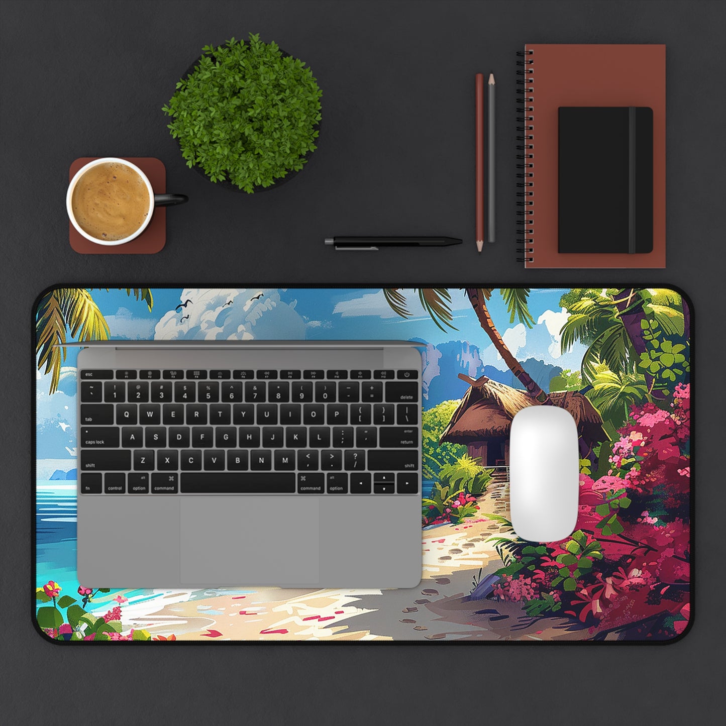 Bougainvillea Island Paradise Desk Mat (Desk Pad) - Escape to a Tropical Oasis with Every Task! Available in 3 sizes.