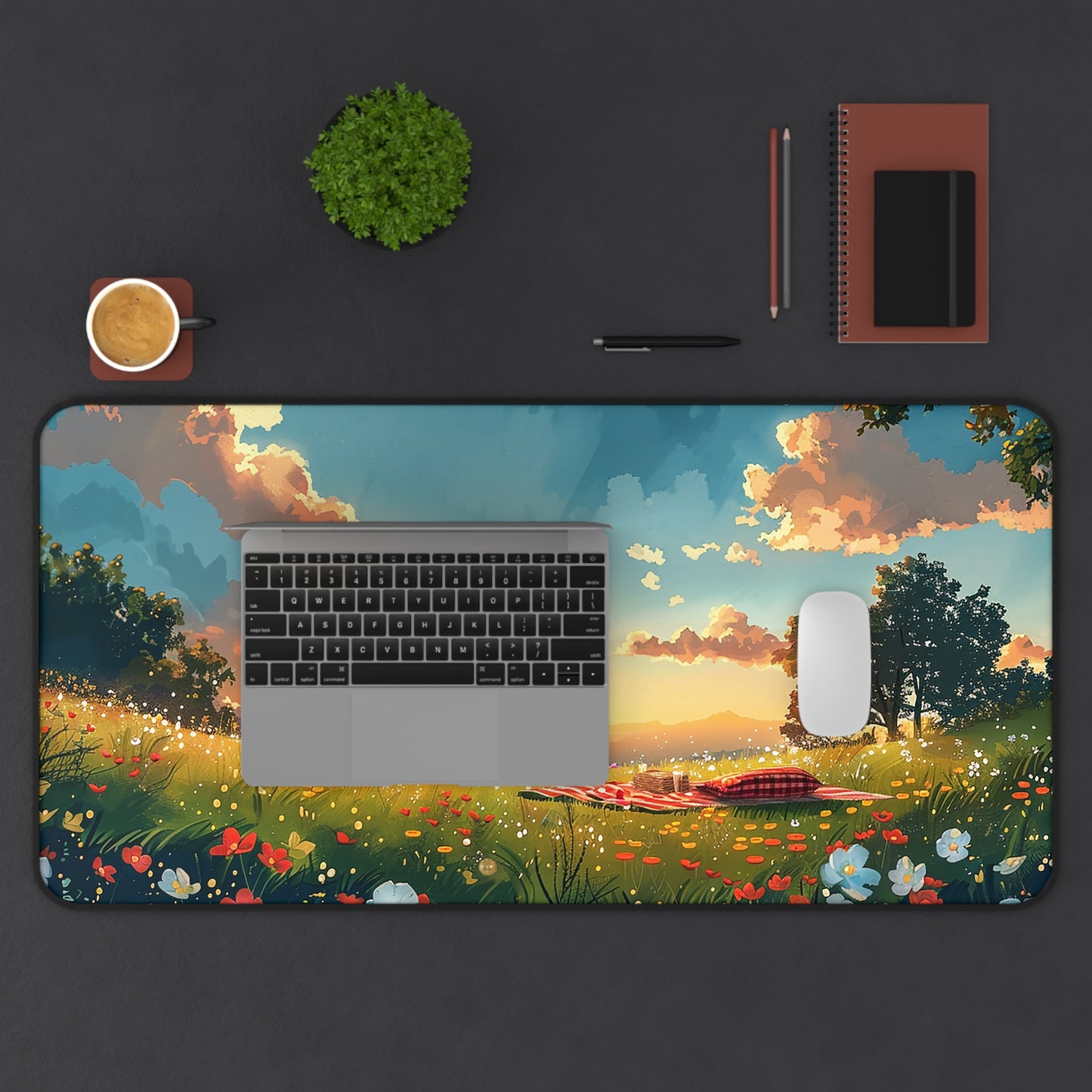 Meadow Picnic Desk Mat (Desk Pad) - Design Your Desk with Daisies - Work Where the Grass is Greener! Available in 3 sizes!