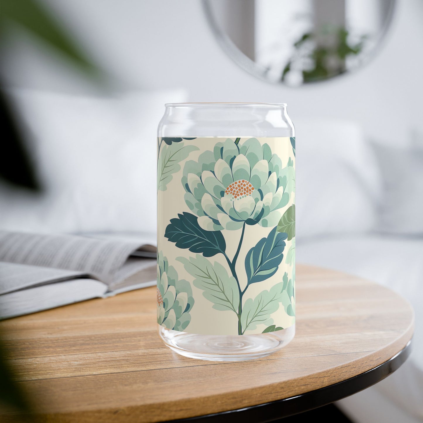 Zen Flower Sipper Glass Tumbler - 16 oz - Sip your Way to Serenity!
