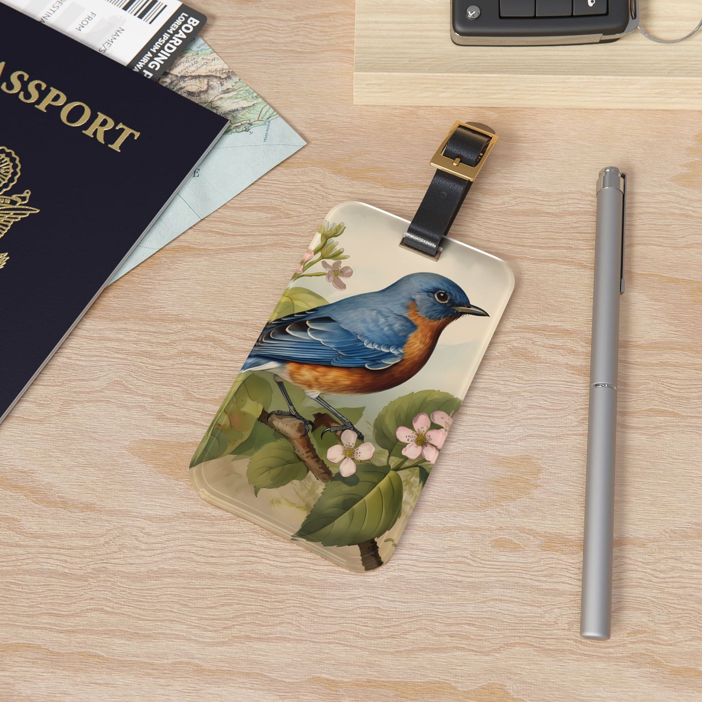 Bluebird Botanical Acrylic Luggage Tag - Travel with Nature’s Grace—The Bluebird Botanical Acrylic Luggage Tag!