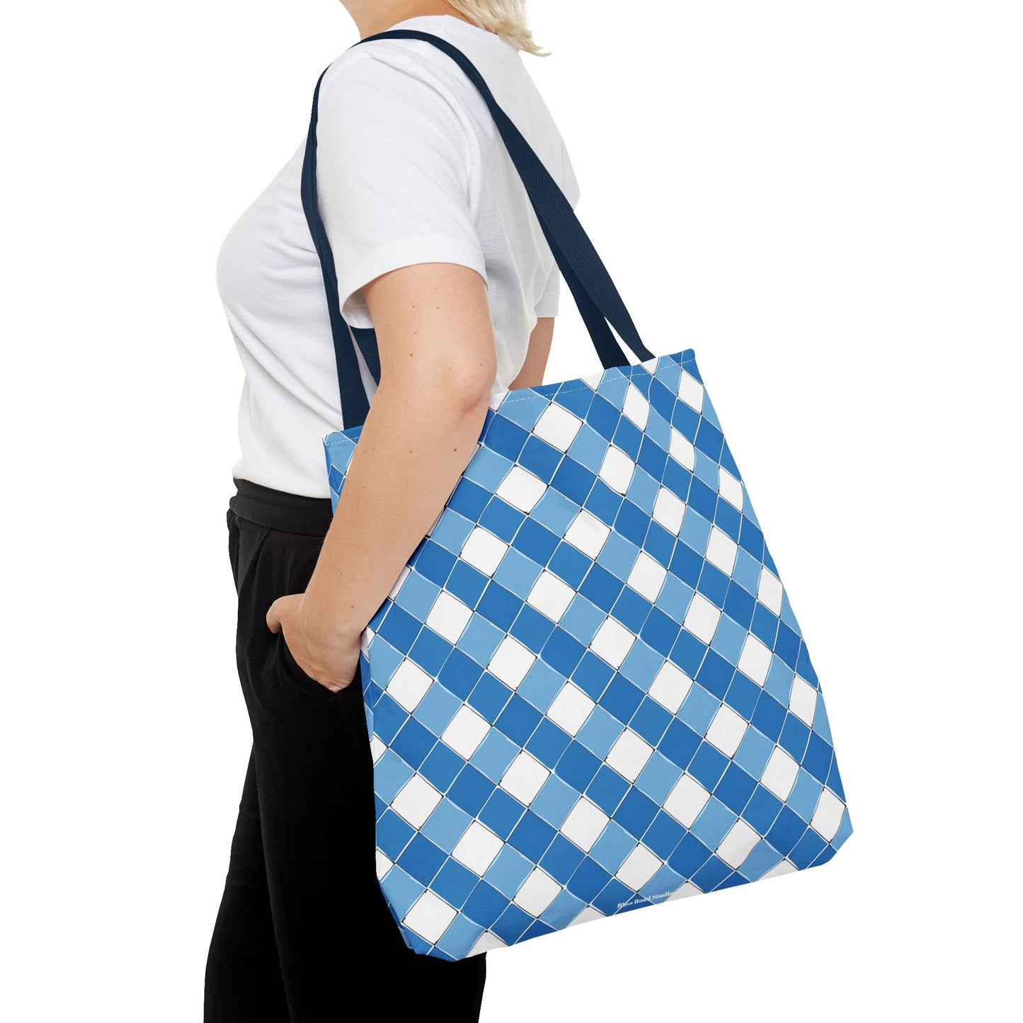 Modern Blue Ribbon Tote Bag - Carry in Style - Where Elegance Meets Everyday! Available in 3 sizes.
