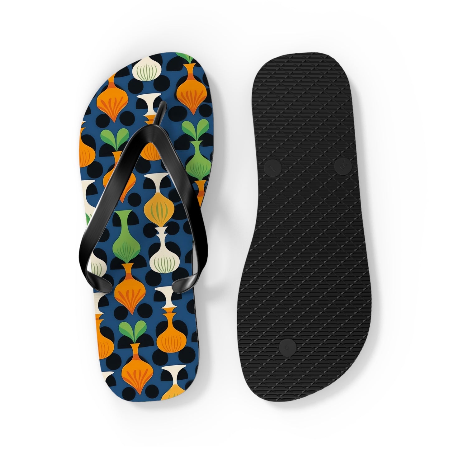 Mod Floating Vases Flip Flops. 5/8" Thick Comfortable Summer or Winter Gym/Sauna Footwear for Men and Women.