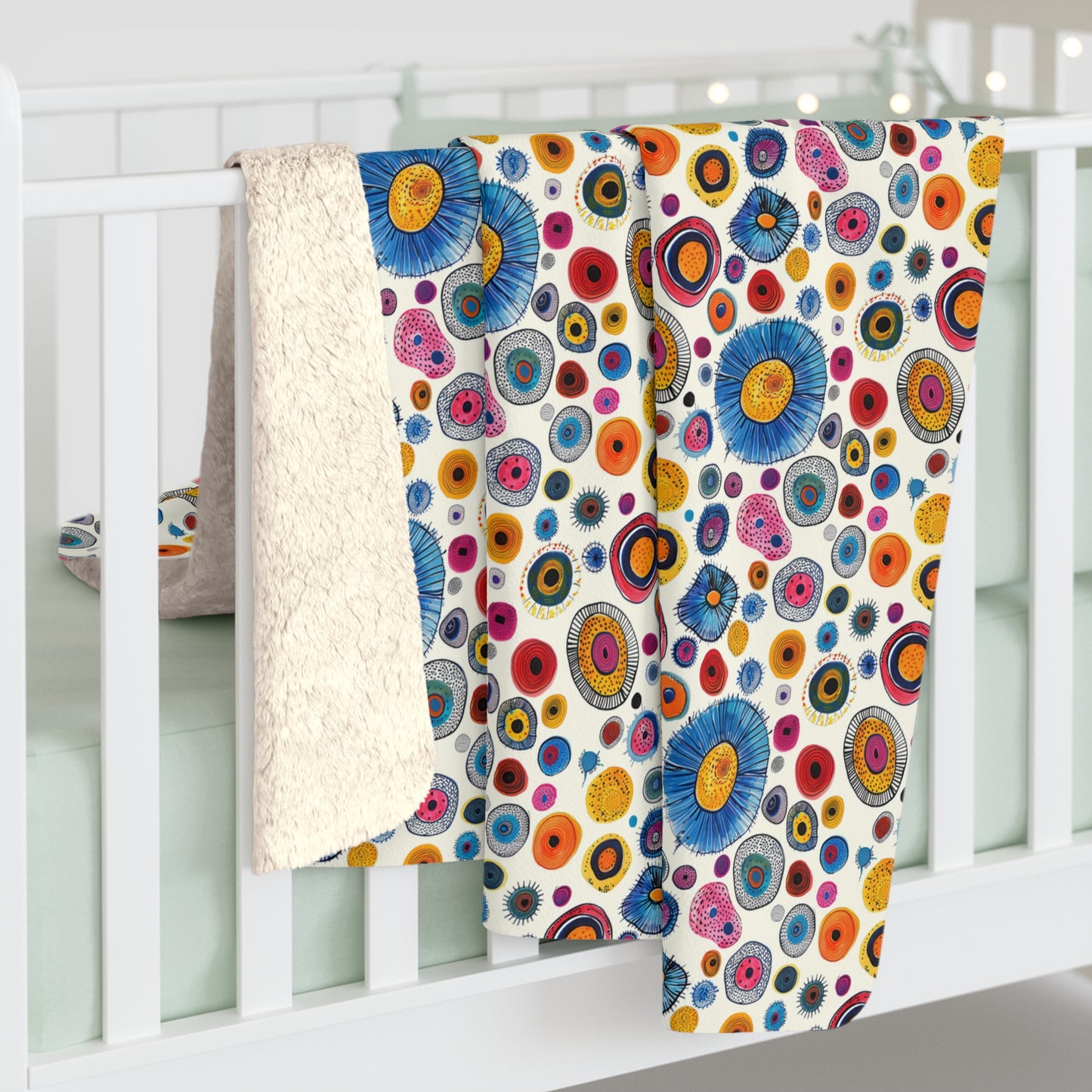 Primordial Desert Life Sherpa Fleece Blanket - Embrace the Enigma: Primordial Desert Life - Wrap Yourself in the Mysteries of the Microscope! Available in 2 sizes.