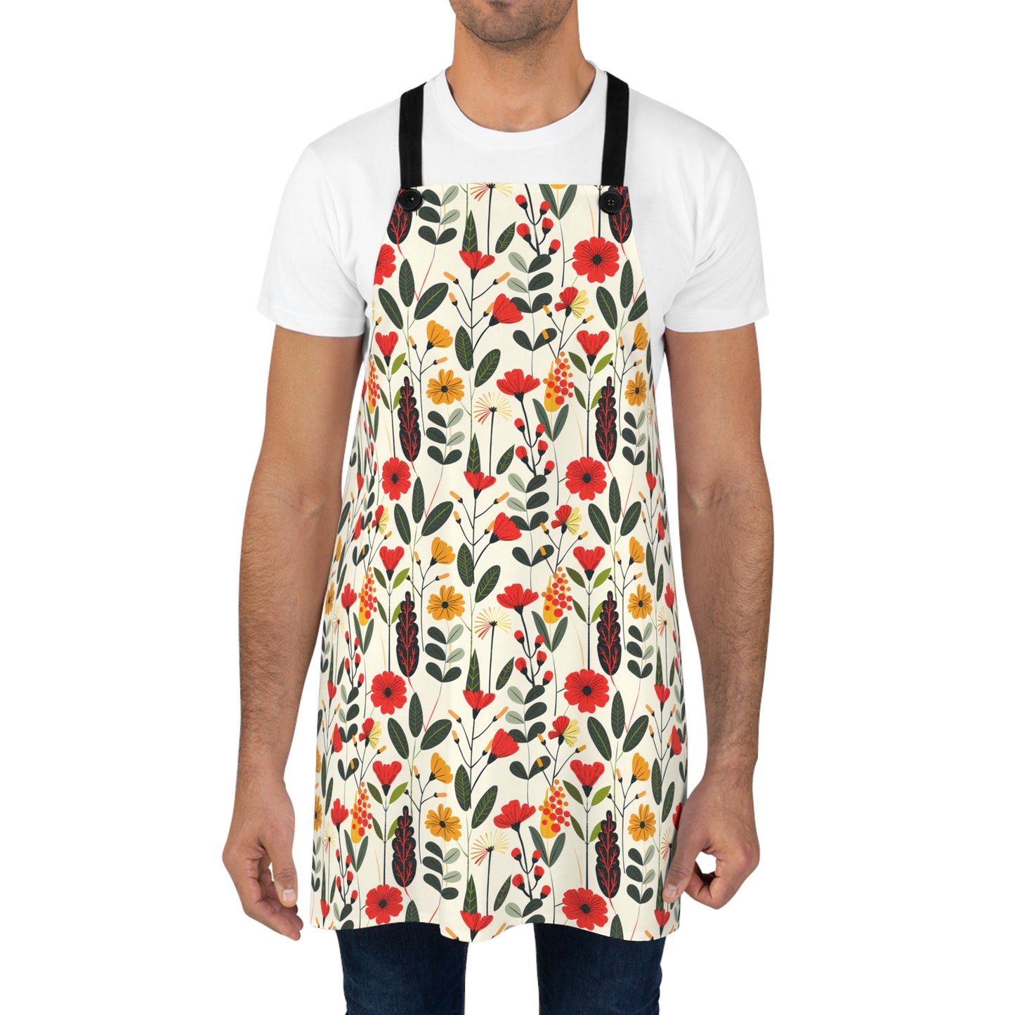 Autumn Bloom Delight Adult Apron - Bring a Burst of Midcentury Style Fall Fun to your Kitchen!