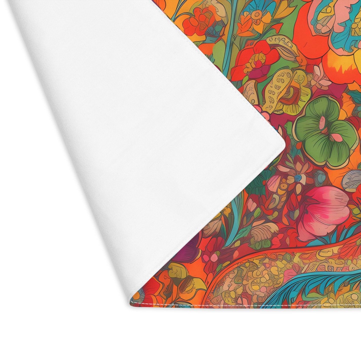Kaleidoscopic Floral Dance Placemat - Unleash Vibrant Energy with Every Meal! Cotton Twill - 18" x 14"