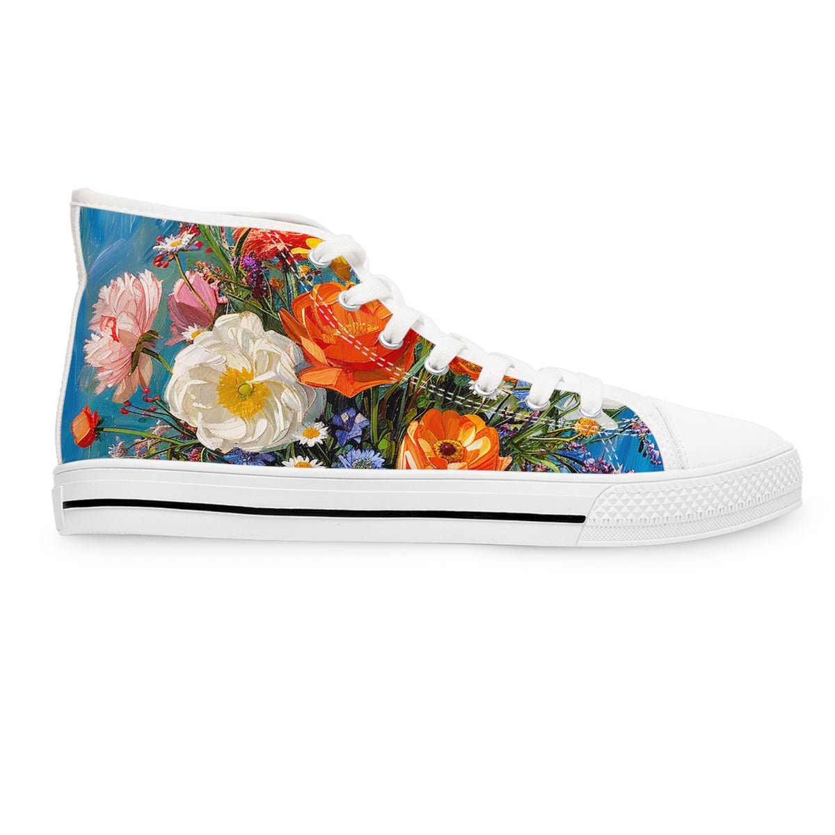 Blooming Bliss Ladies' High Top Sneakers - Step Bright, Bloom Bold - Walk on teh Sunny Side of Style!