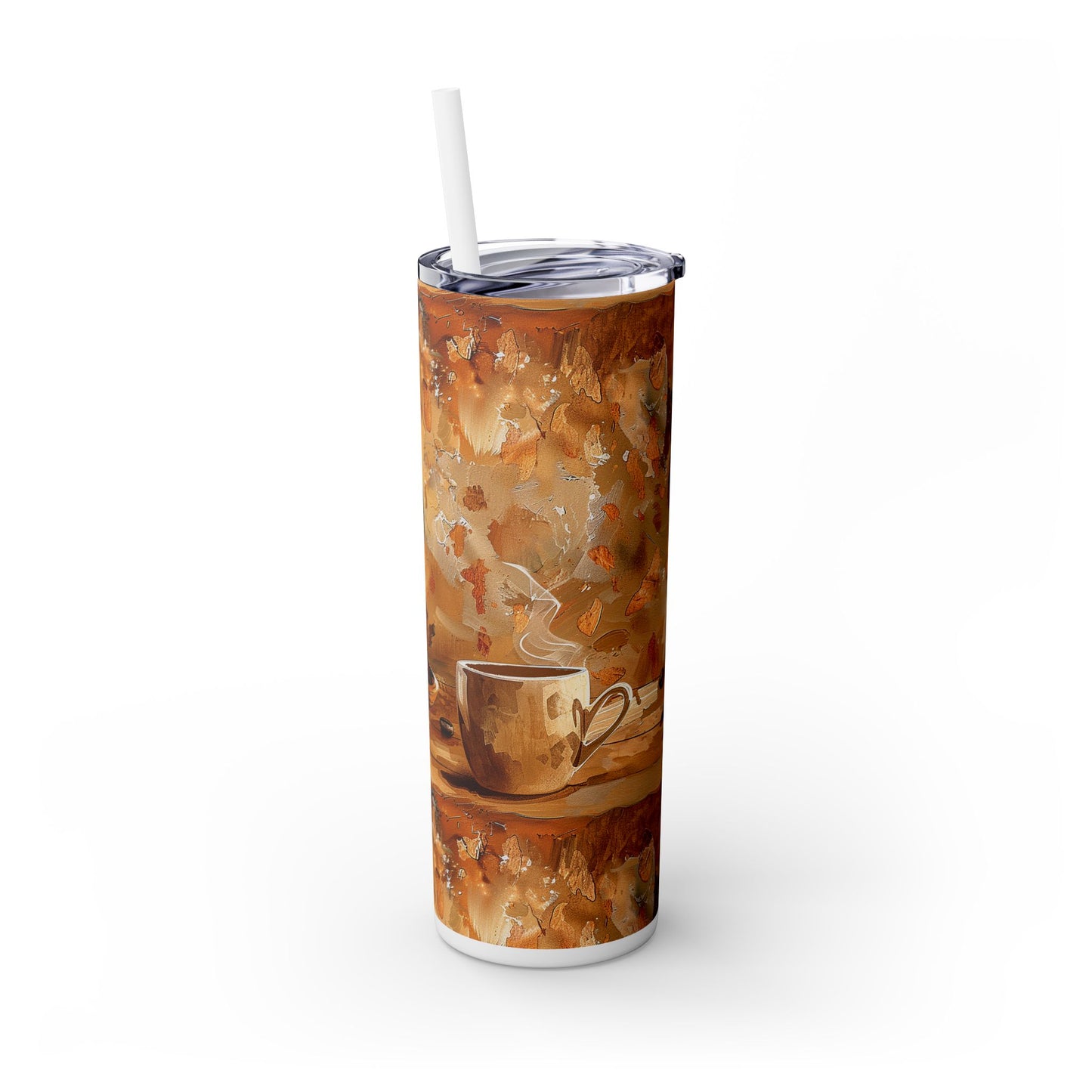 Coffee Break Escape Skinny Tumbler with Straw - 20 oz. Insulated Stainless Steel - Enjoy the Warmth of Freshly Brewed Coffee — For Hours!