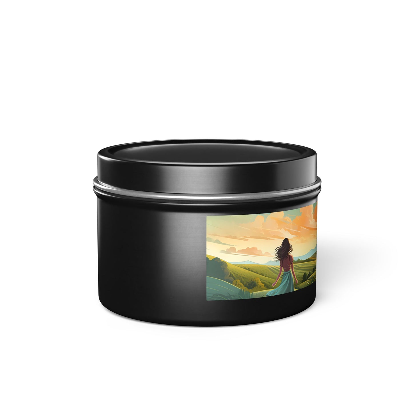 Bliss Road Scenic Aromatherapy Tin Candle. Journey to Tranquility, One Flame at a Time. Available in 2 sizes, 3 finishes, and 5 scents.
