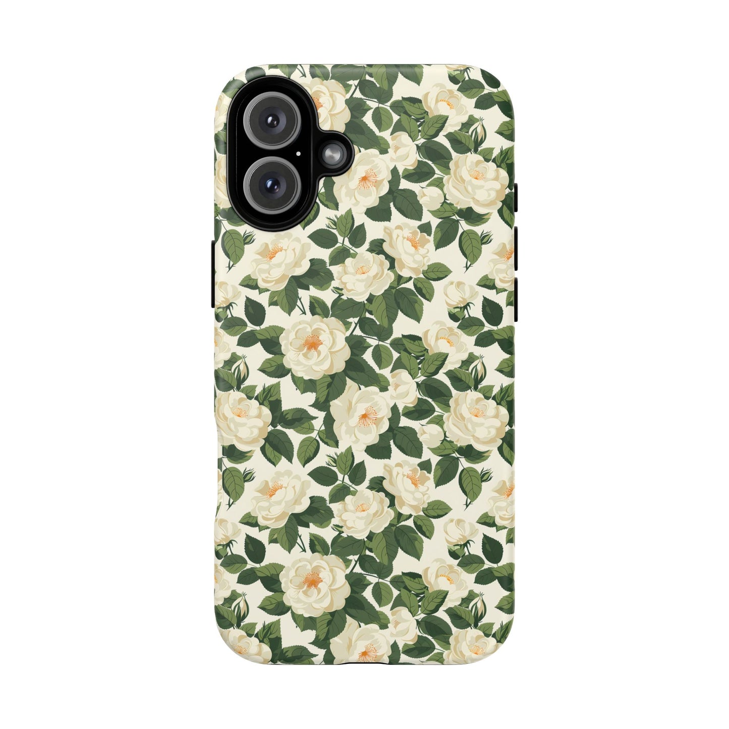 White Roses at Dawn Tough Phone Case for Apple iPhone, Samsung Galaxy, and Google Pixel.