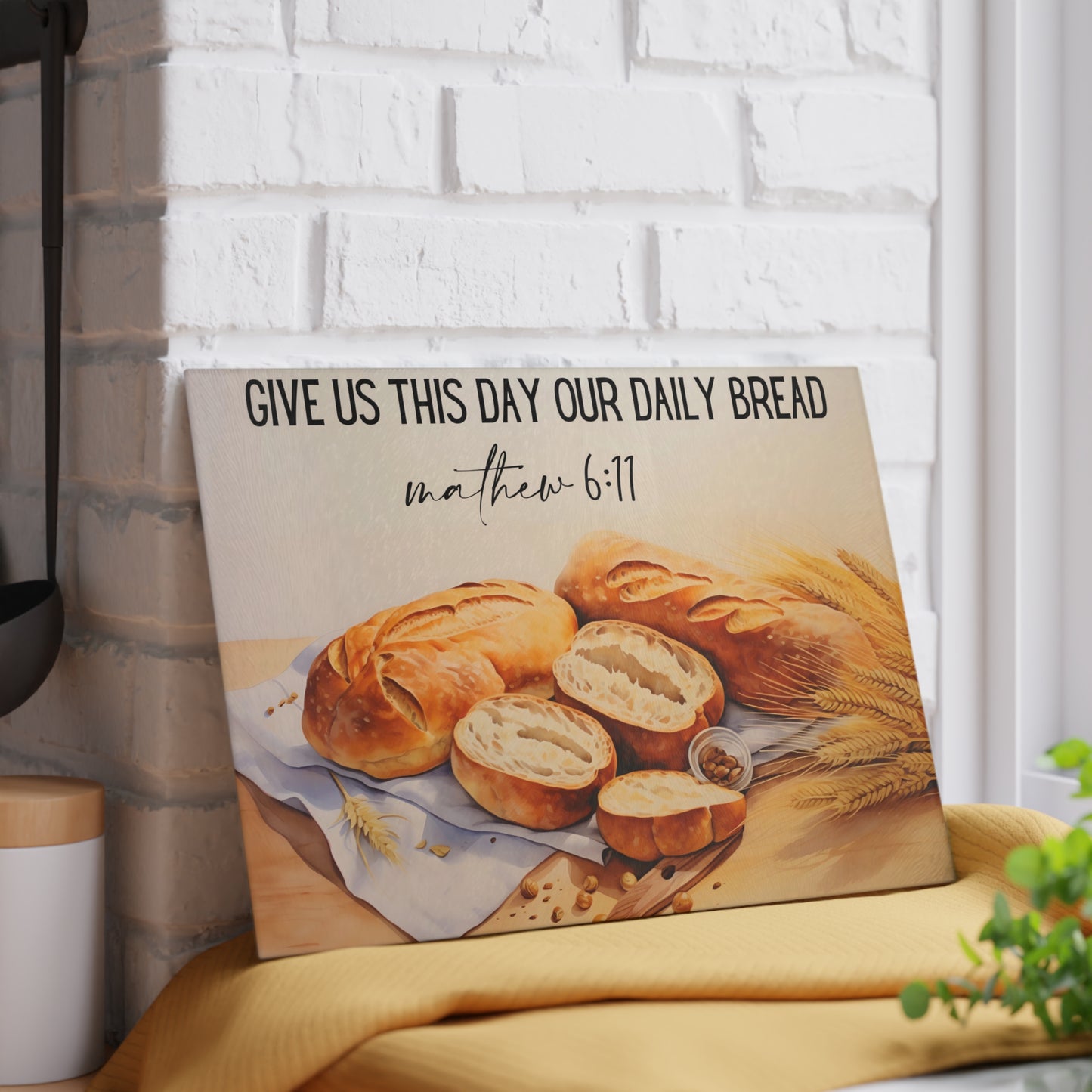 Give Us this Day our Daily Bread Glass Cutting Board - Available in 2 sizes.