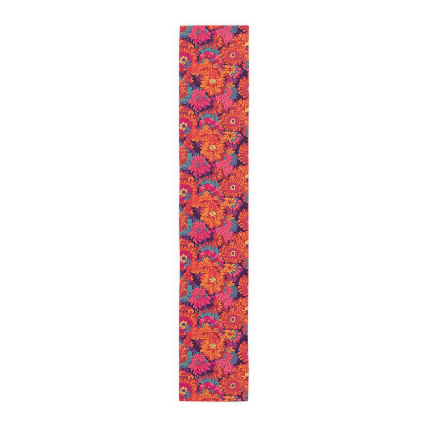 On Fire Flower Power Table Runner - Groovy 60s Vibes Meet Modern Elegance! Available in 2 sizes.