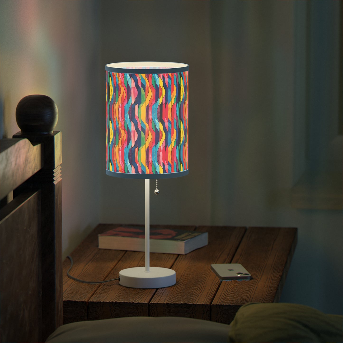 Retro Ripples Modern Table Lamp. 20" Tall, Metal Stand, US|CA Plug, Available in 2 Finishes & Multiple Trim Colors