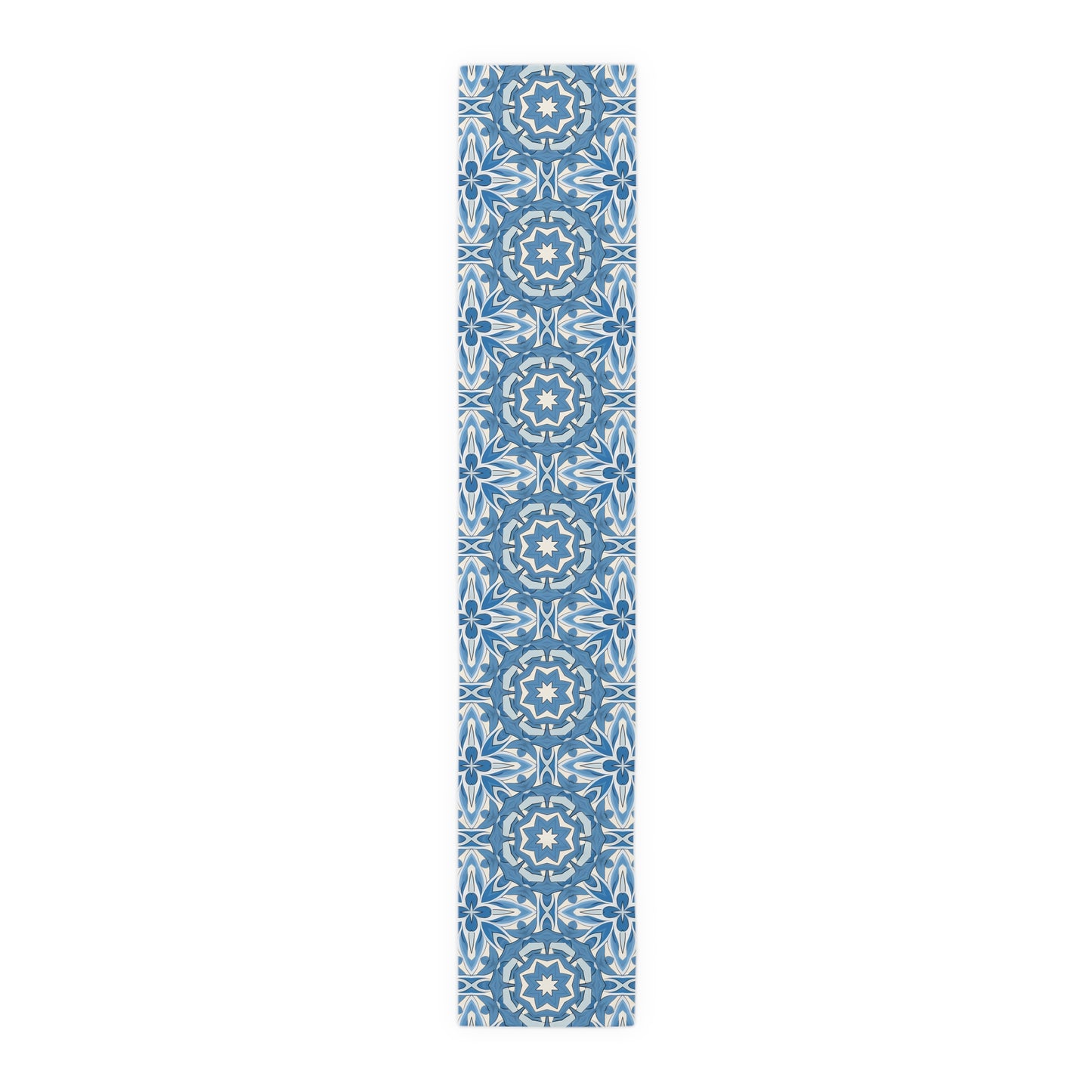 Delft Blue Star Tile Table Runner - Bring Blue and White Dutch Elegance into Your Home! Available in 2 sizes.