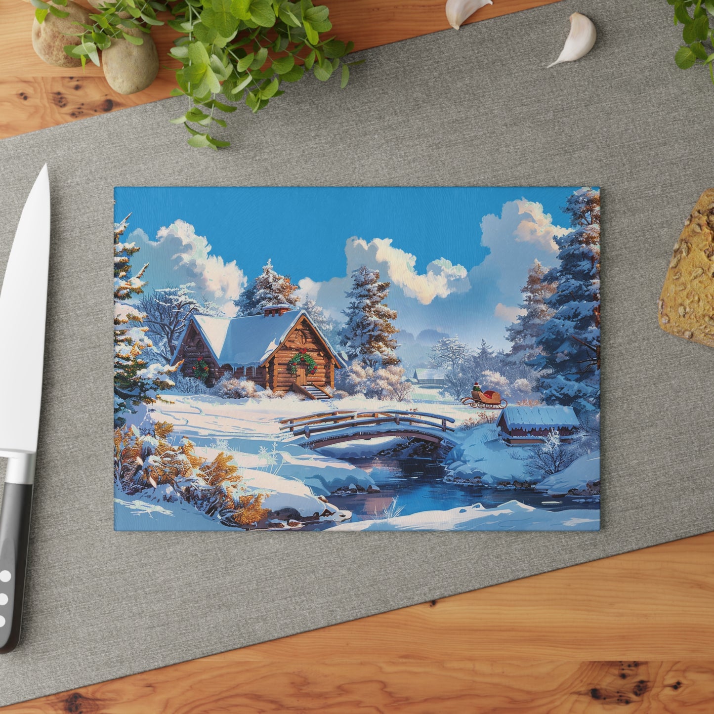 Christmas Season Glass Cutting Board - Available in 2 sizes.