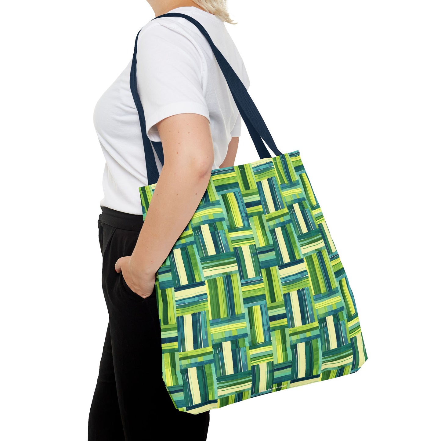 Verdant Green Basketweave Tote Bag - Weave a Little Green Magic into Your Day! Available in 3 sizes.