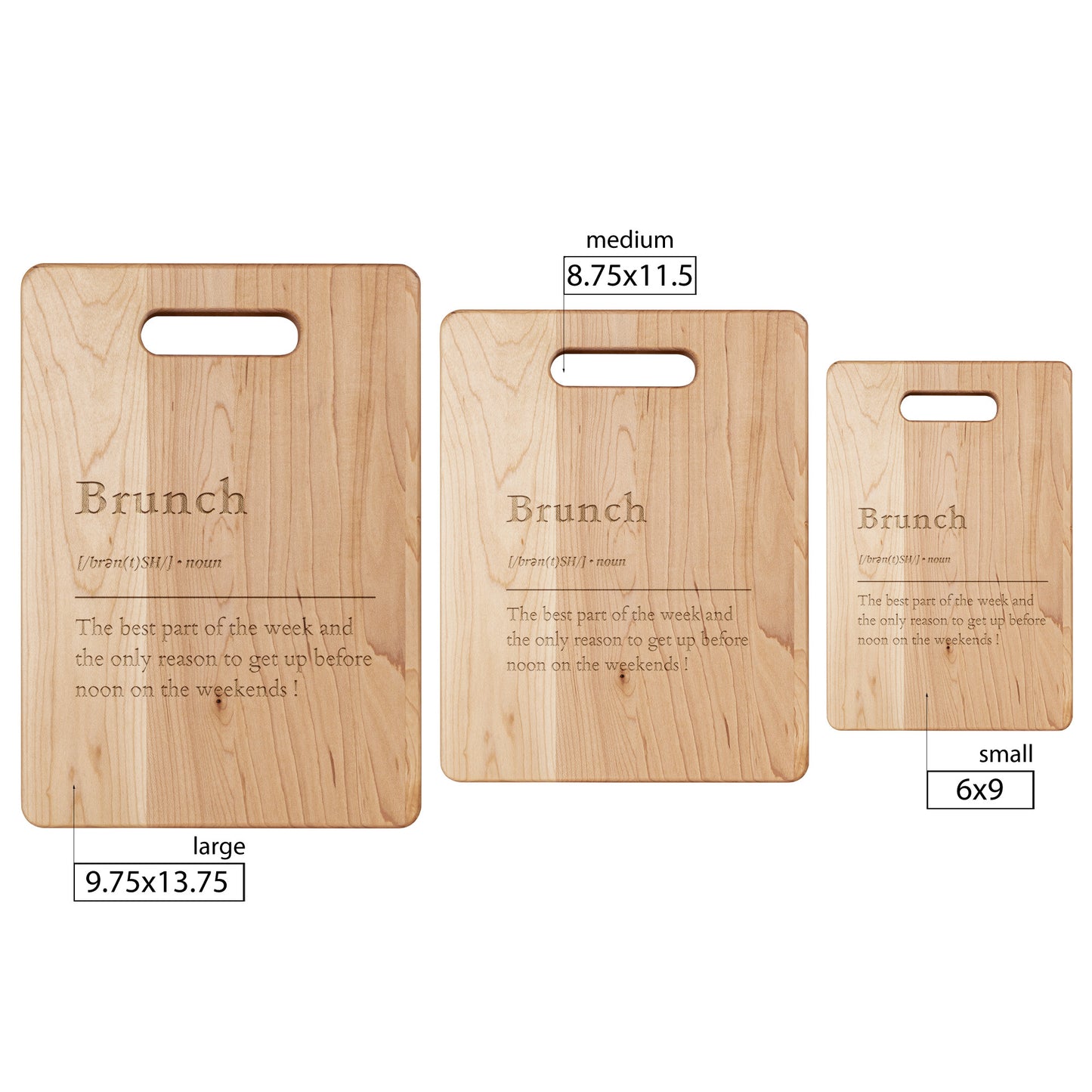 Brunch Maple Cutting Board - Hand-Crafted - Laser-Engraved - Available in 3 sizes.