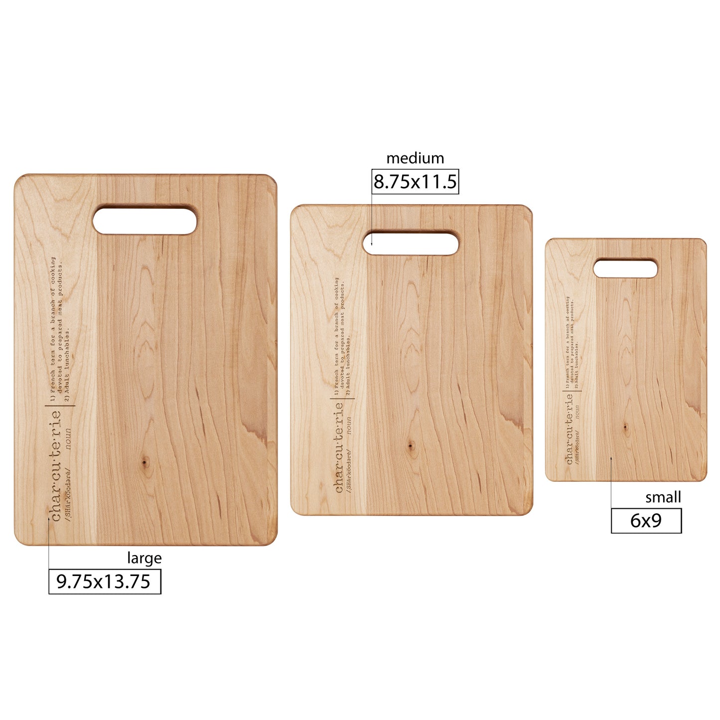 Charctuerie Maple Cutting Board - Hand-Crafted - Laser-Engraved - Available in 3 sizes.
