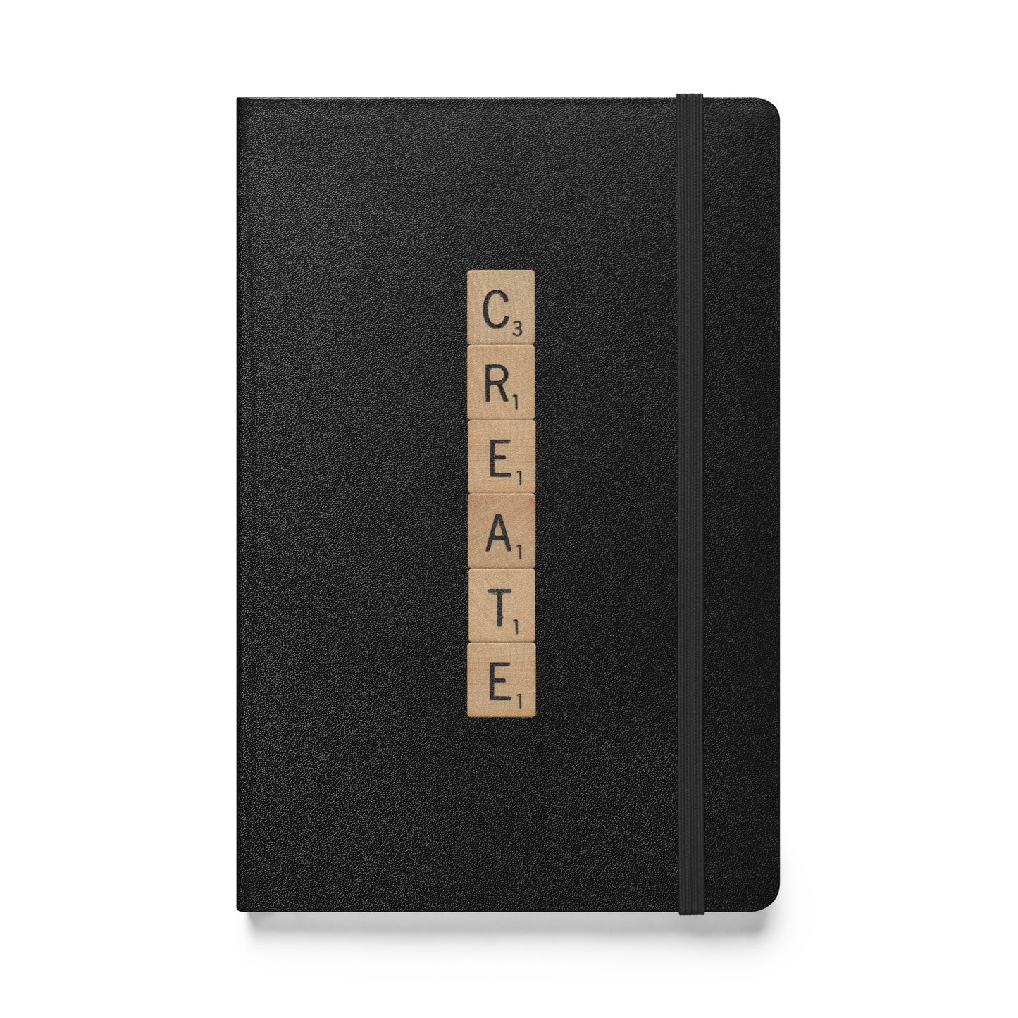 Create Wooden Letters Hardcover Bound Notebook - Available in 6 colors.