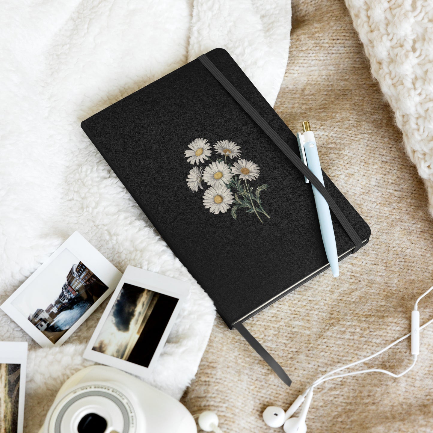 April Birth Month Flower - Daisies Hardcover Bound Notebook - Blossom with purity and New Beginnings! Available in 4 colors.