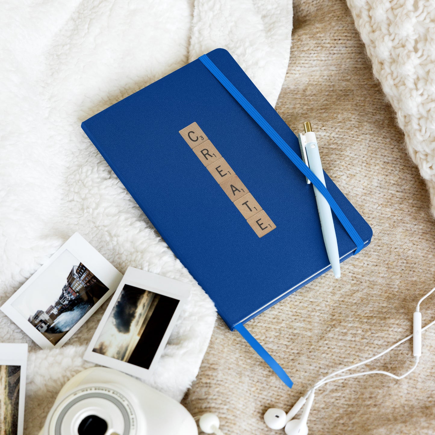 Create Wooden Letters Hardcover Bound Notebook - Available in 6 colors.