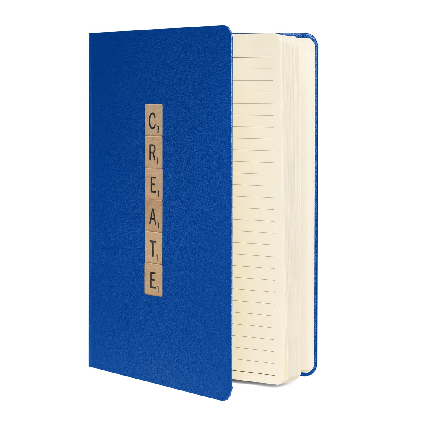 Create Wooden Letters Hardcover Bound Notebook - Available in 6 colors.