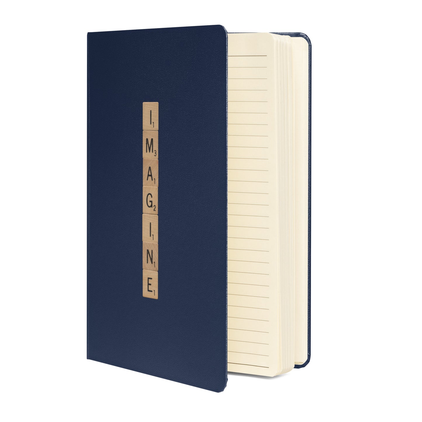Imagine Wooden Letters Hardcover Bound Notebook - Available in 6 colors.