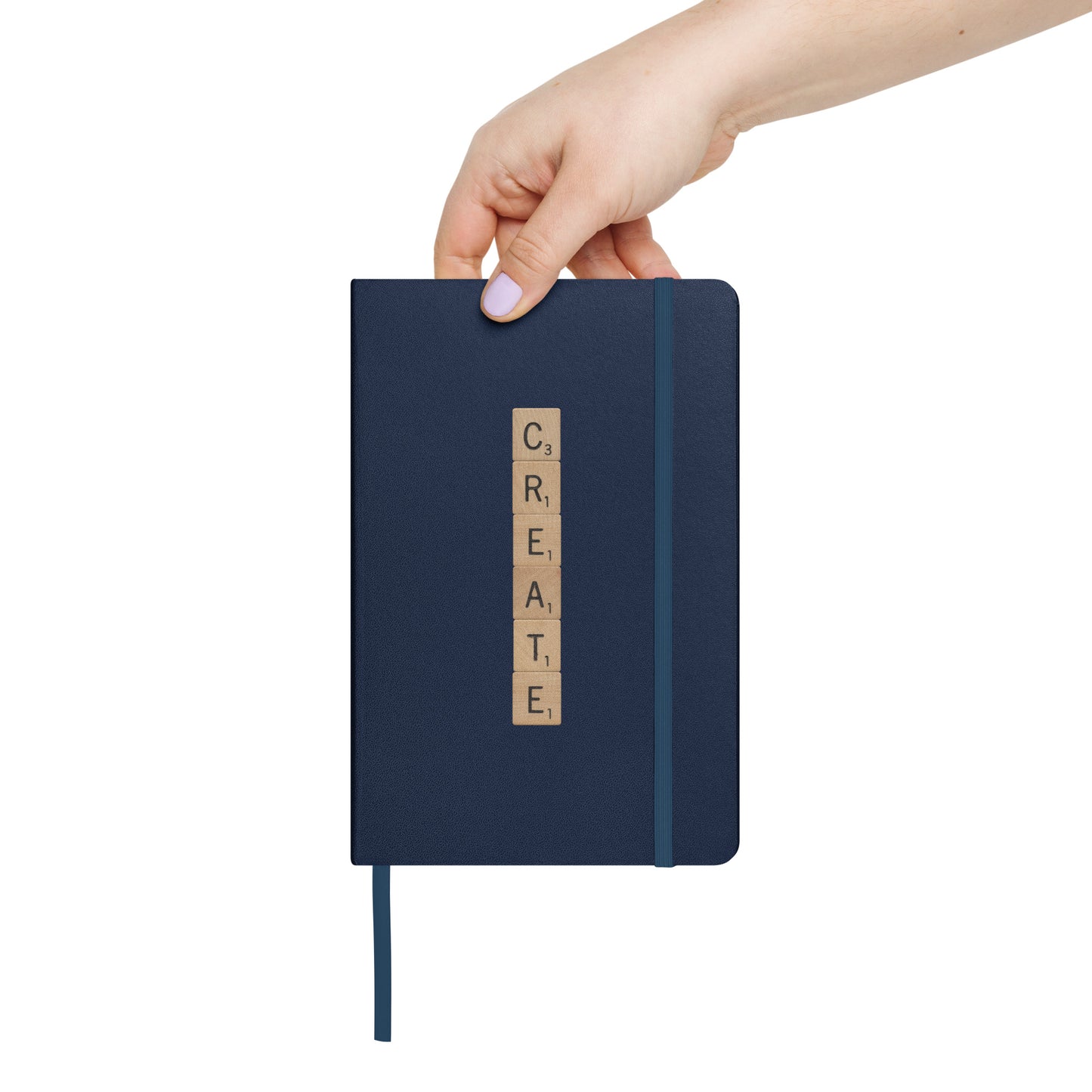 Create Wooden Letters Hardcover Bound Notebook - Available in 6 colors.