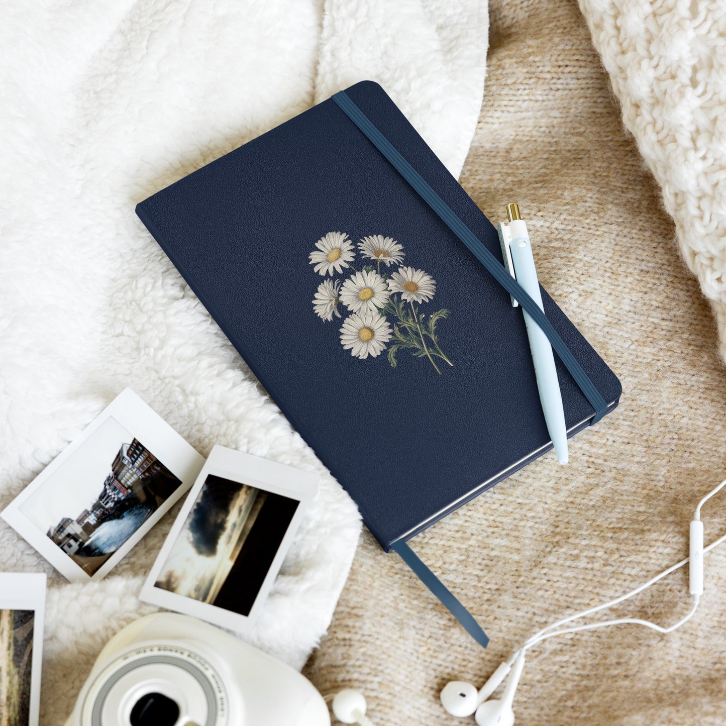 April Birth Month Flower - Daisies Hardcover Bound Notebook - Blossom with purity and New Beginnings! Available in 4 colors.