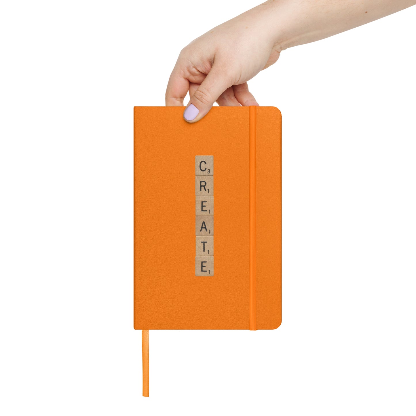 Create Wooden Letters Hardcover Bound Notebook - Available in 6 colors.