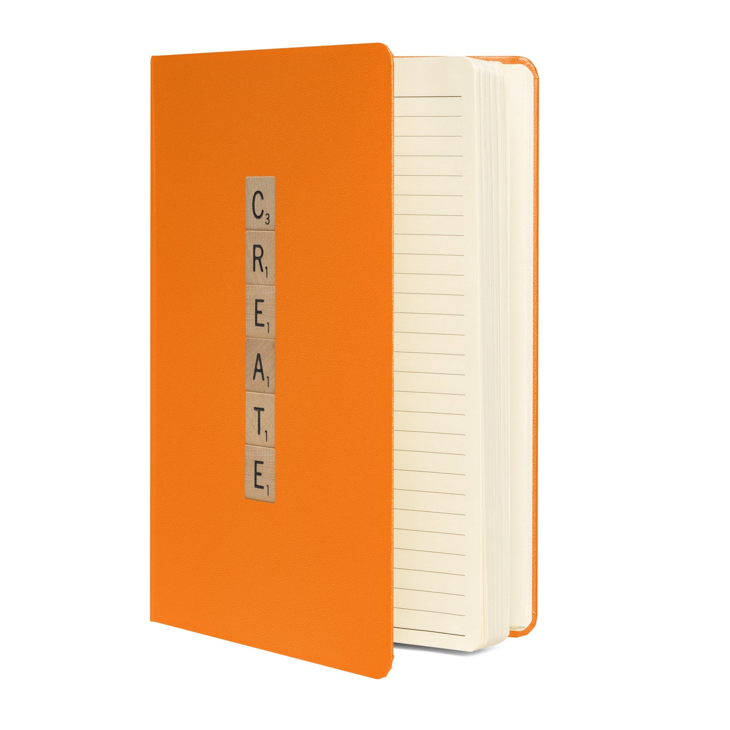 Create Wooden Letters Hardcover Bound Notebook - Available in 6 colors.
