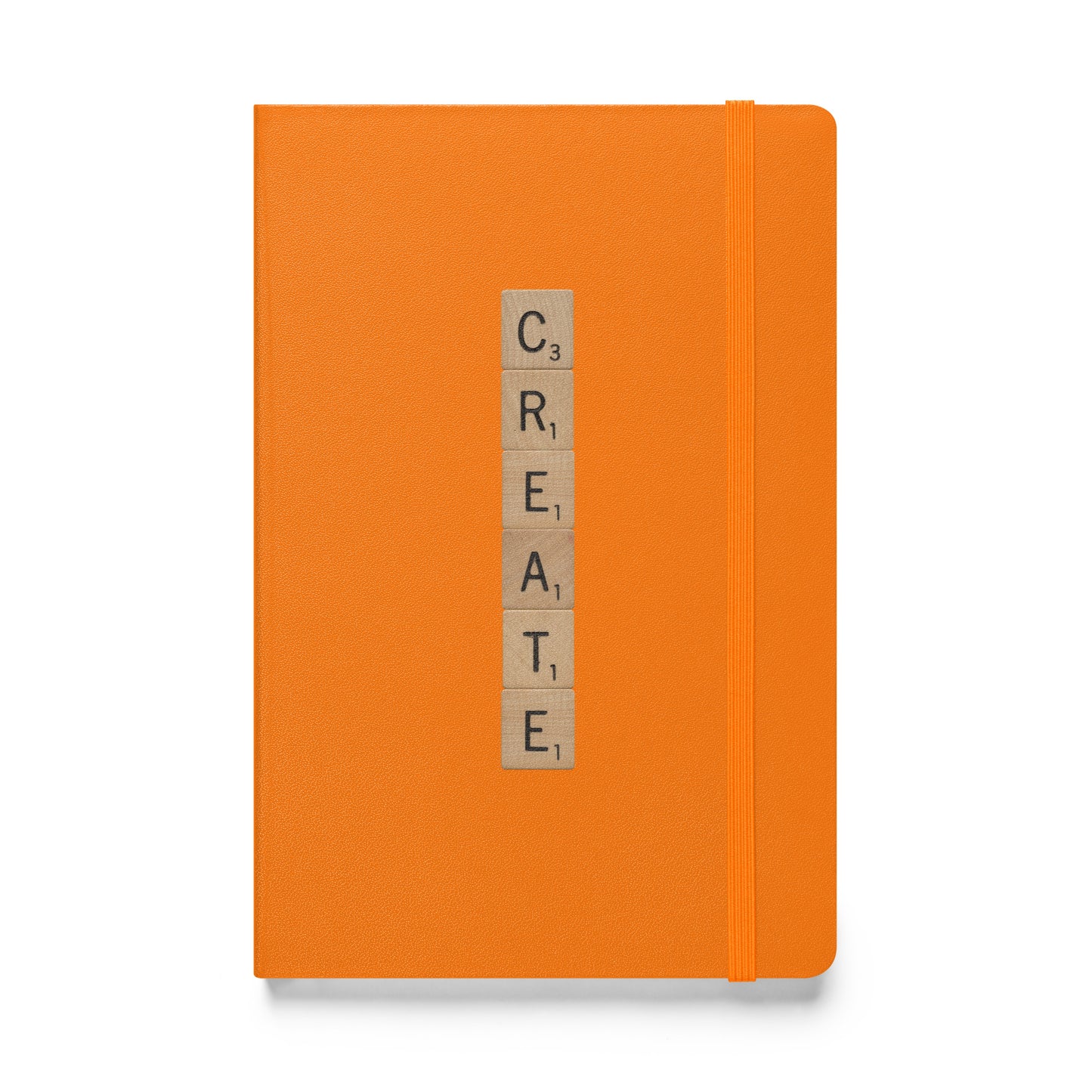 Create Wooden Letters Hardcover Bound Notebook - Available in 6 colors.