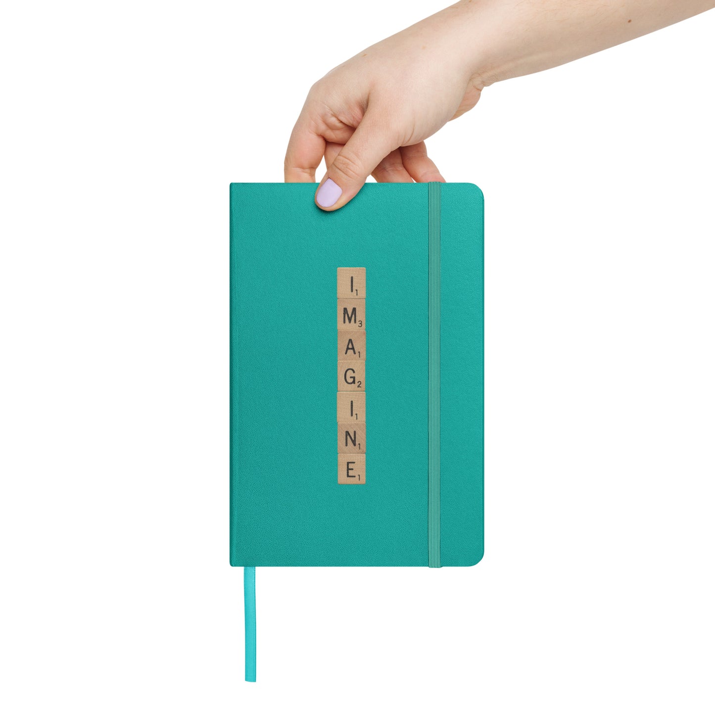 Imagine Wooden Letters Hardcover Bound Notebook - Available in 6 colors.