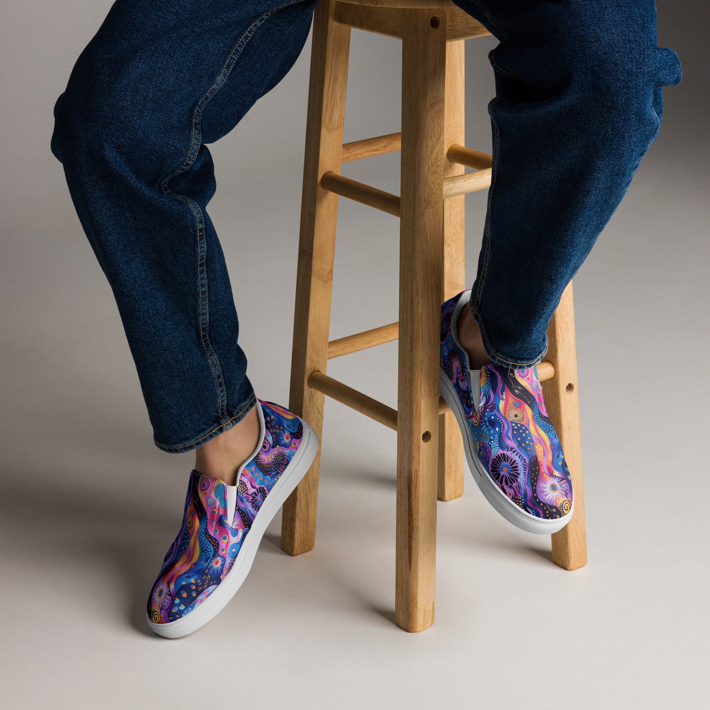 Purple Craziness Men’s Slip-On Canvas Shoes - Step into Bold Purple Energy - Where Fun Meets Effortless Style!