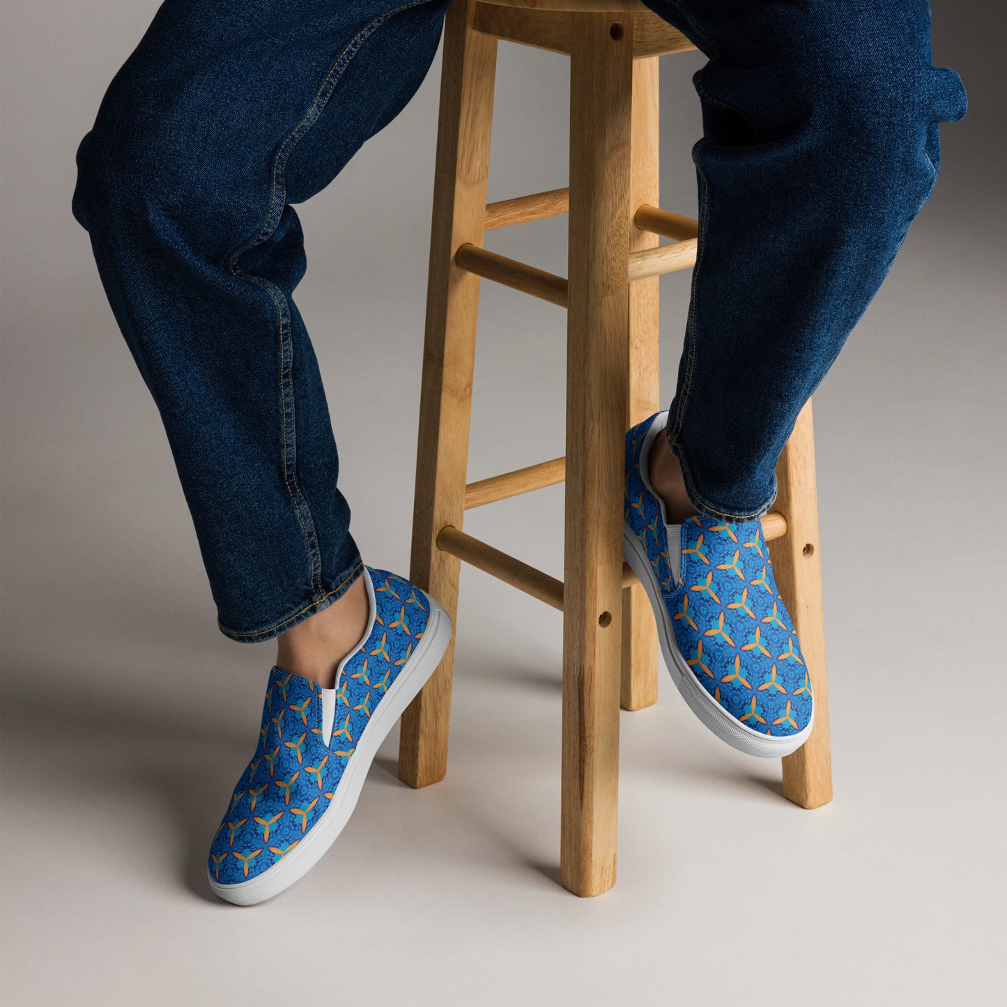 GeoHive Men’s Slip-On Canvas Shoes - Slip into Sophistication - Geometric Grace at Your Feet!
