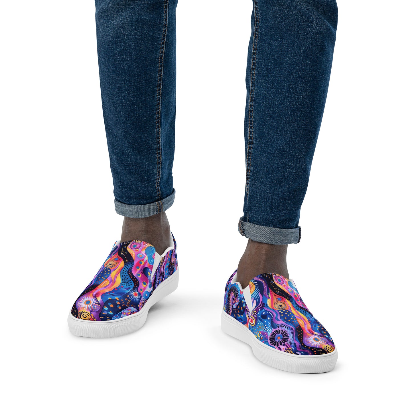 Purple Craziness Men’s Slip-On Canvas Shoes - Step into Bold Purple Energy - Where Fun Meets Effortless Style!