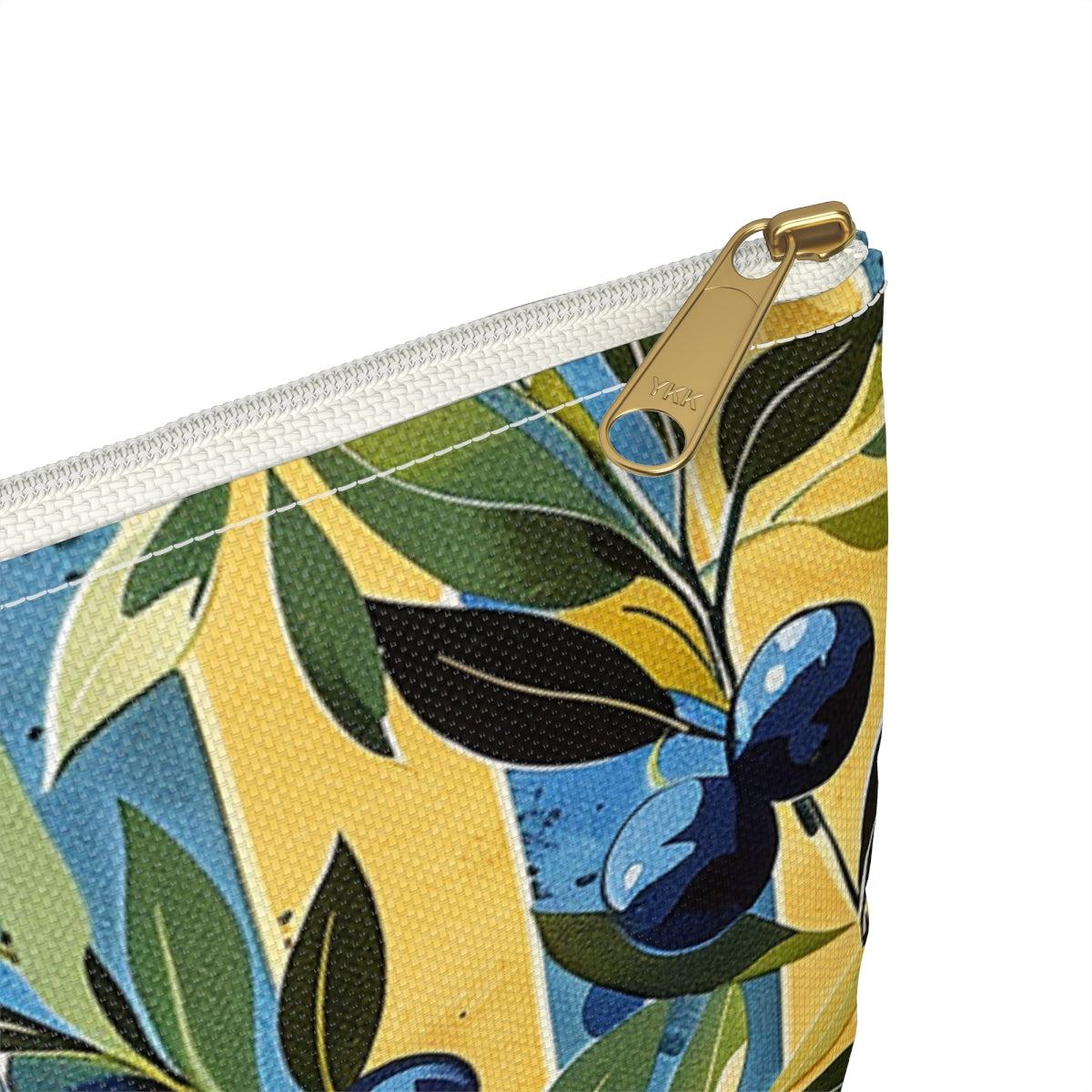 Olive Orchard Stripes Accessory Pouch - close-up detail