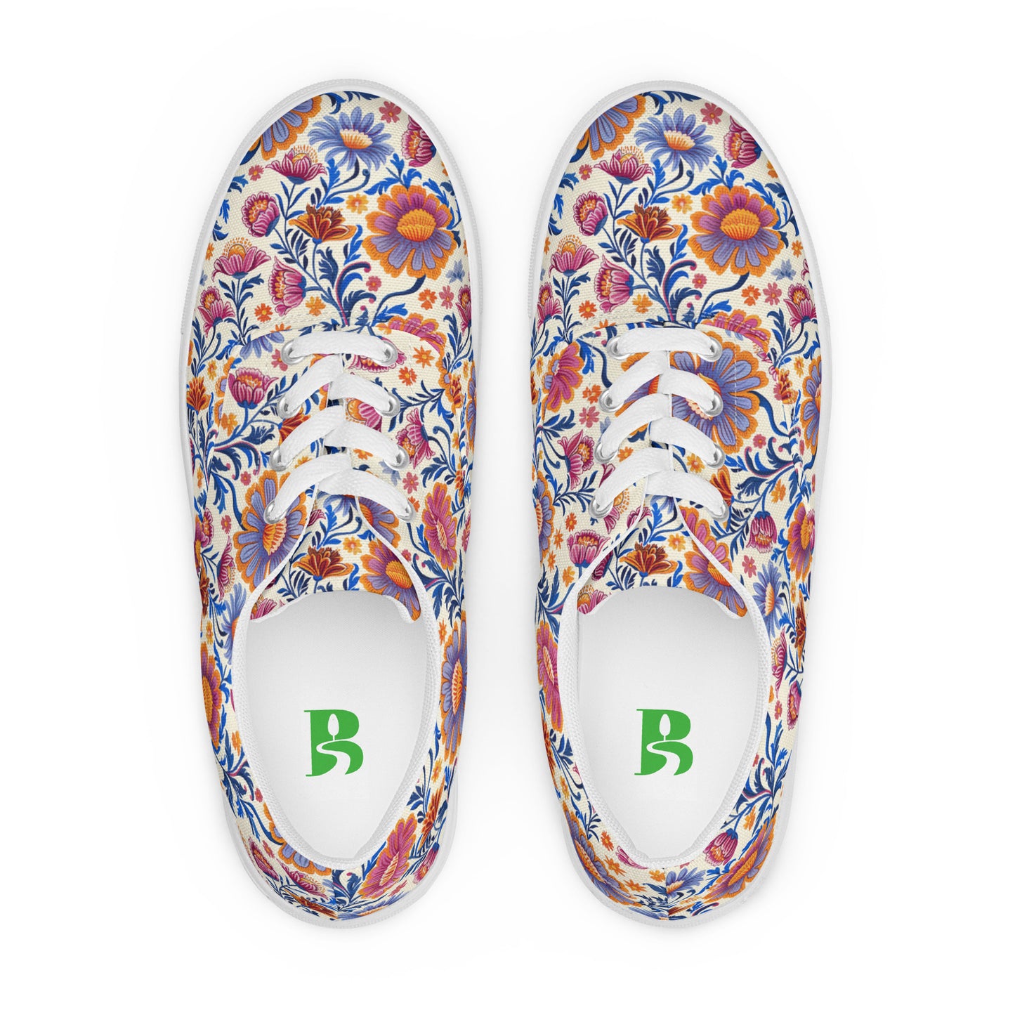 Spring Whimsy Ladies' Lace-up Canvas Sneakers - Step into Delight! Bloom with Every Step!