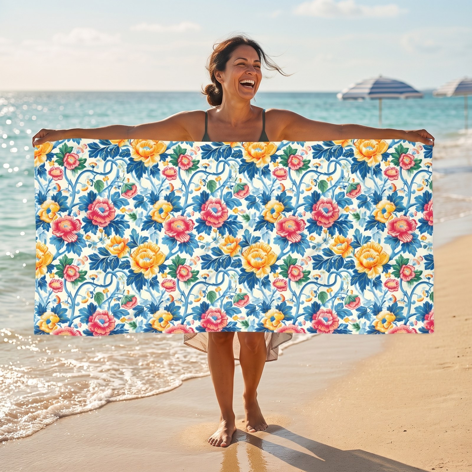 Victorian Vine Romp Luxurious Beach Towel - Available in 2 sizes.