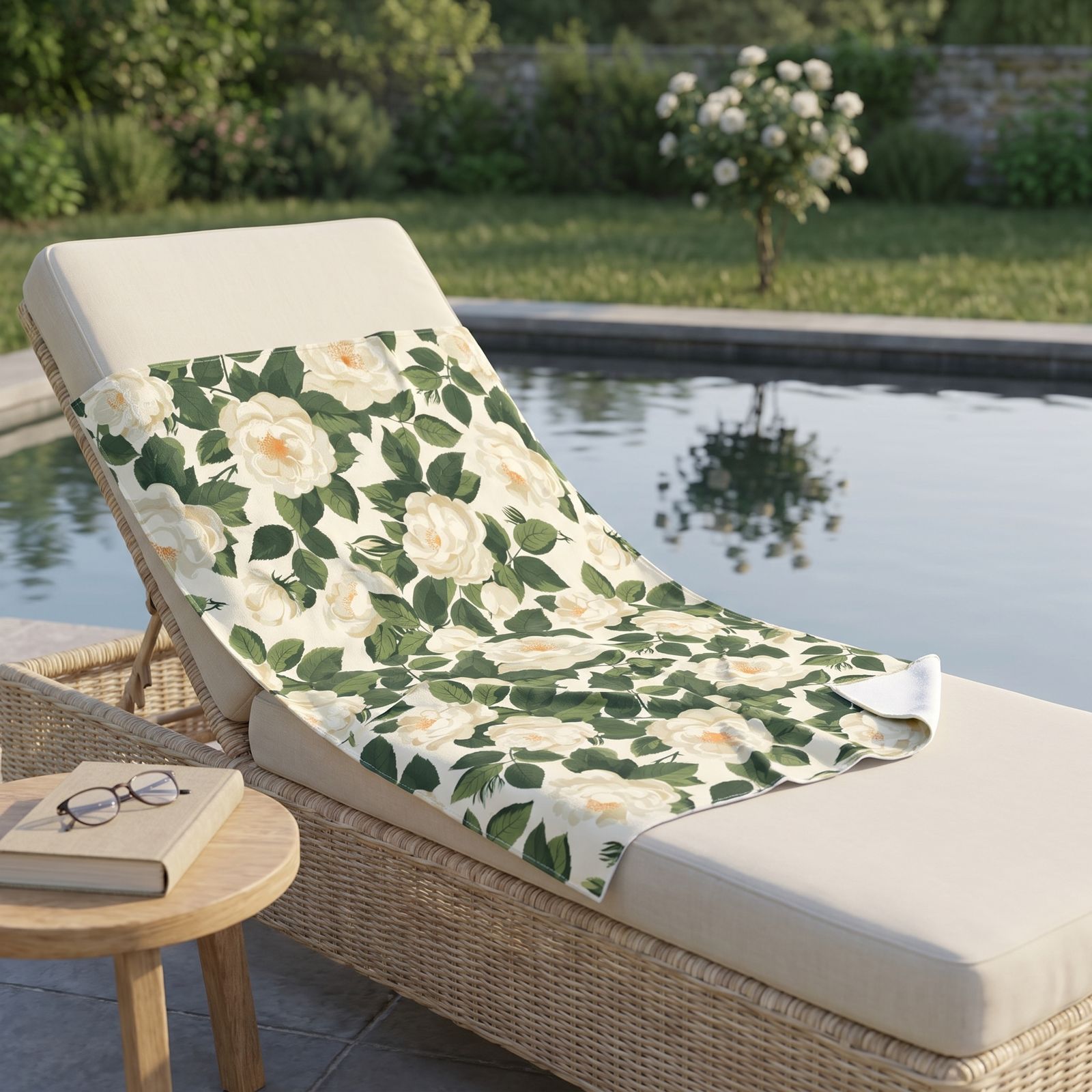 White Roses at Dawn Luxurious Beach Towel - Lie on a Bed of Roses with White Roses on White! Available in 2 sizes.